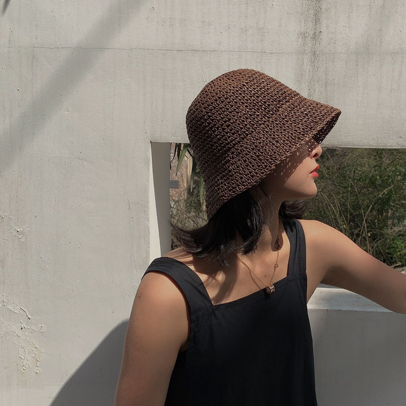 Bucket Hat Straw - Складная соломенная шляпа ручной работы в