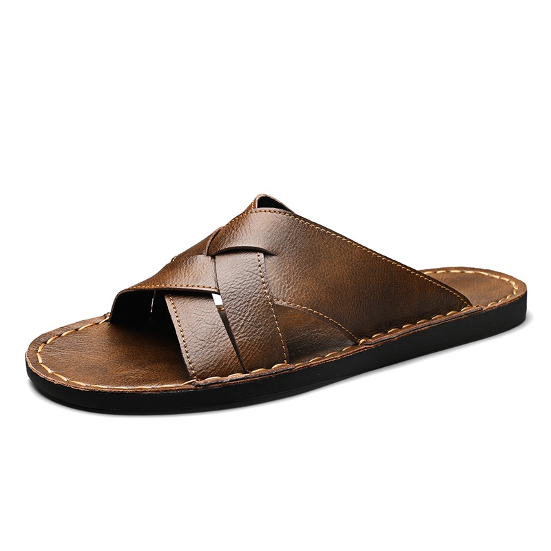 Модные мужские тапочки из нату – обзор и цена Flip Flop Leather Men